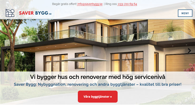 Webredaktör portfolio Saver Bygg